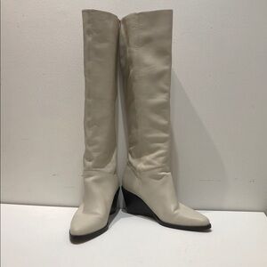 Cloud Dancer White Vince  Tall Knee-High Leather Boots 38 8